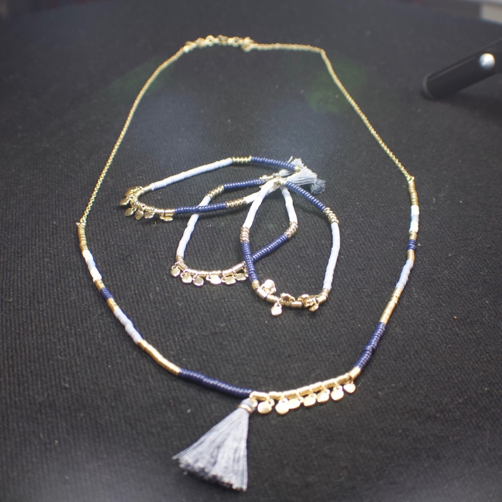 Lucky Brand Blue & Gold-Tone Necklace Set